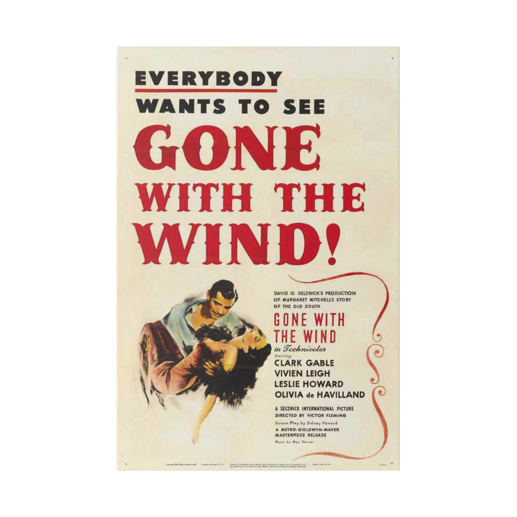Gone With The Wind Vintage Movie Poster Custom Canvas Wall Print