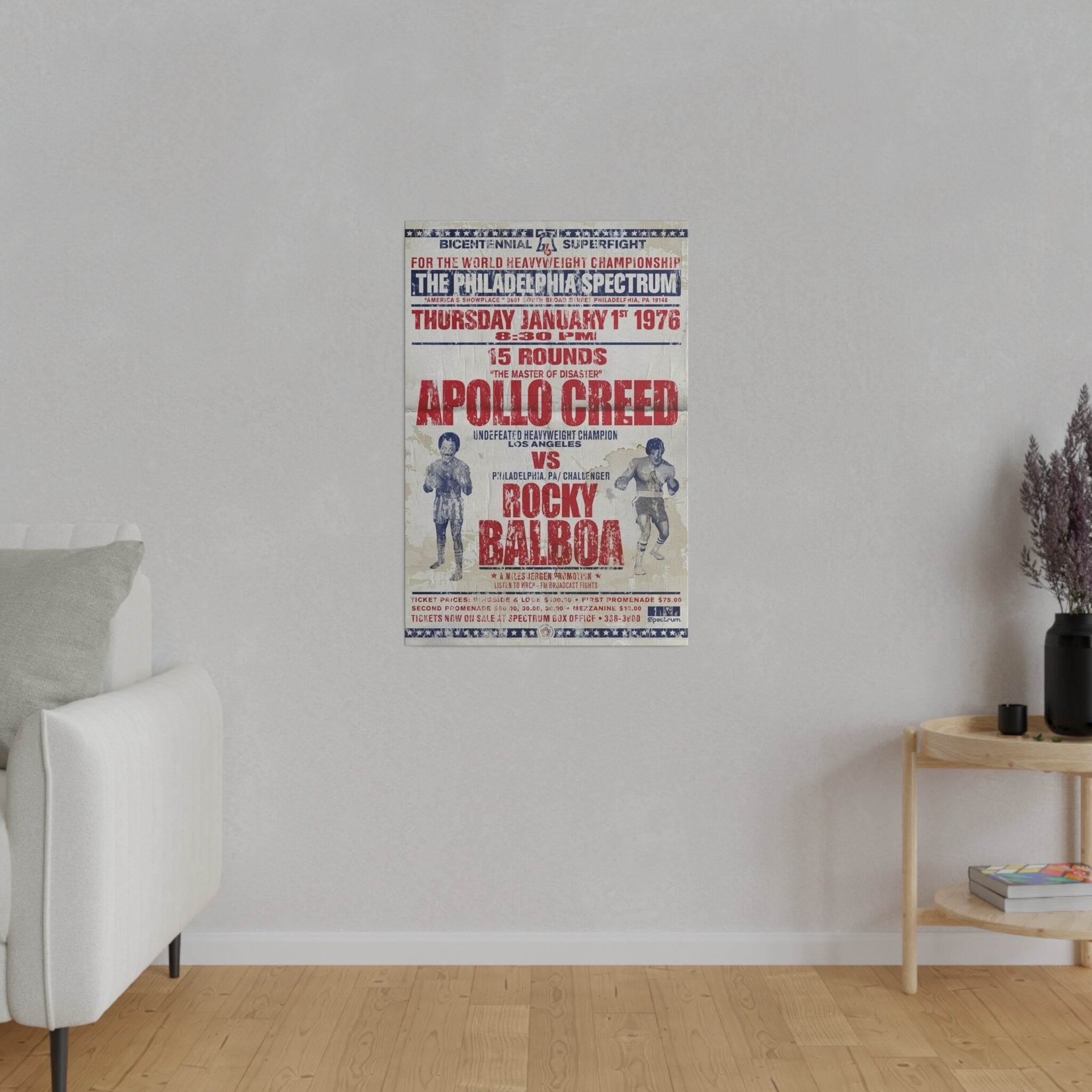 Rocky Vs. Apollo Fight Poster Custom Canvas Wall Print