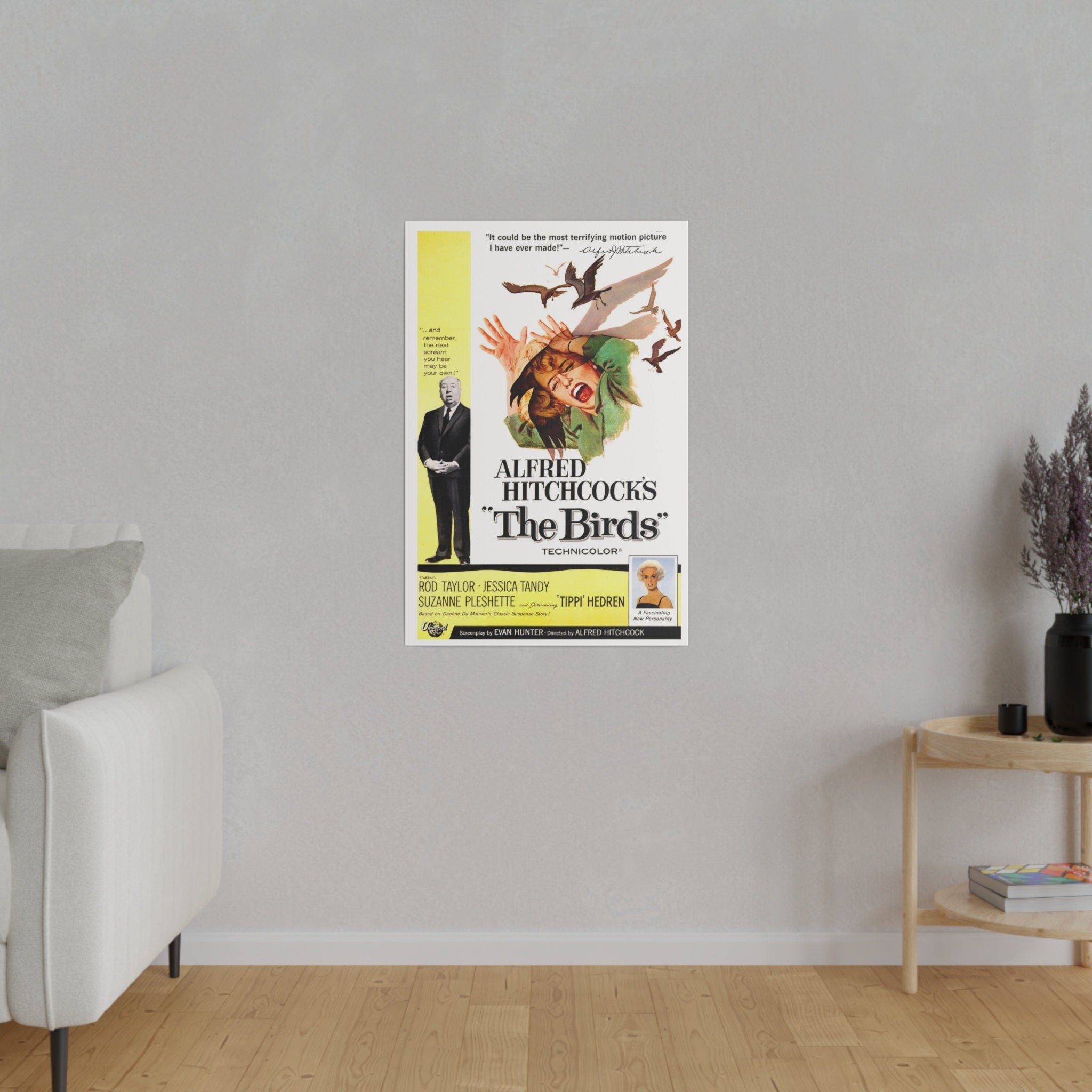 Alfred Hitchcock's The Birds Vintage Movie Poster Custom Canvas Wall Print