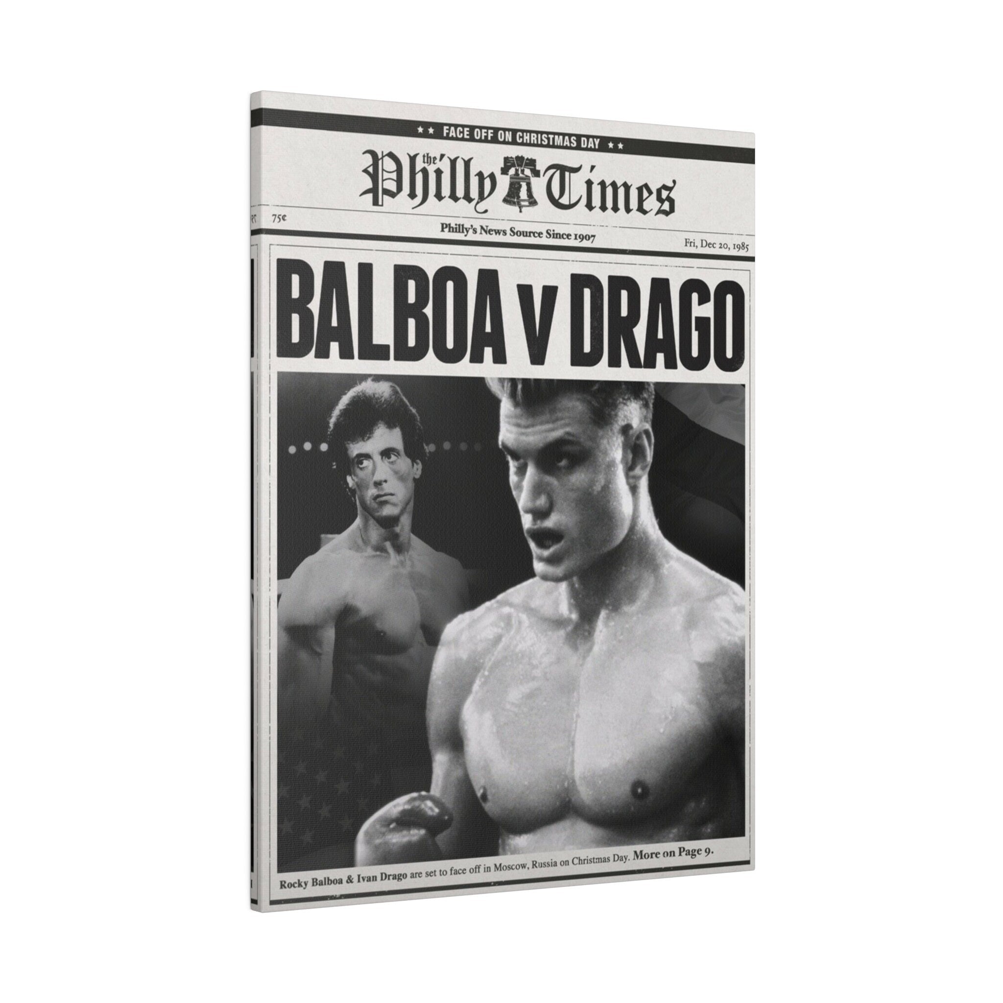 Rocky Vs. Ivan Drago Newspaper Poster Custom Canvas Wall Print