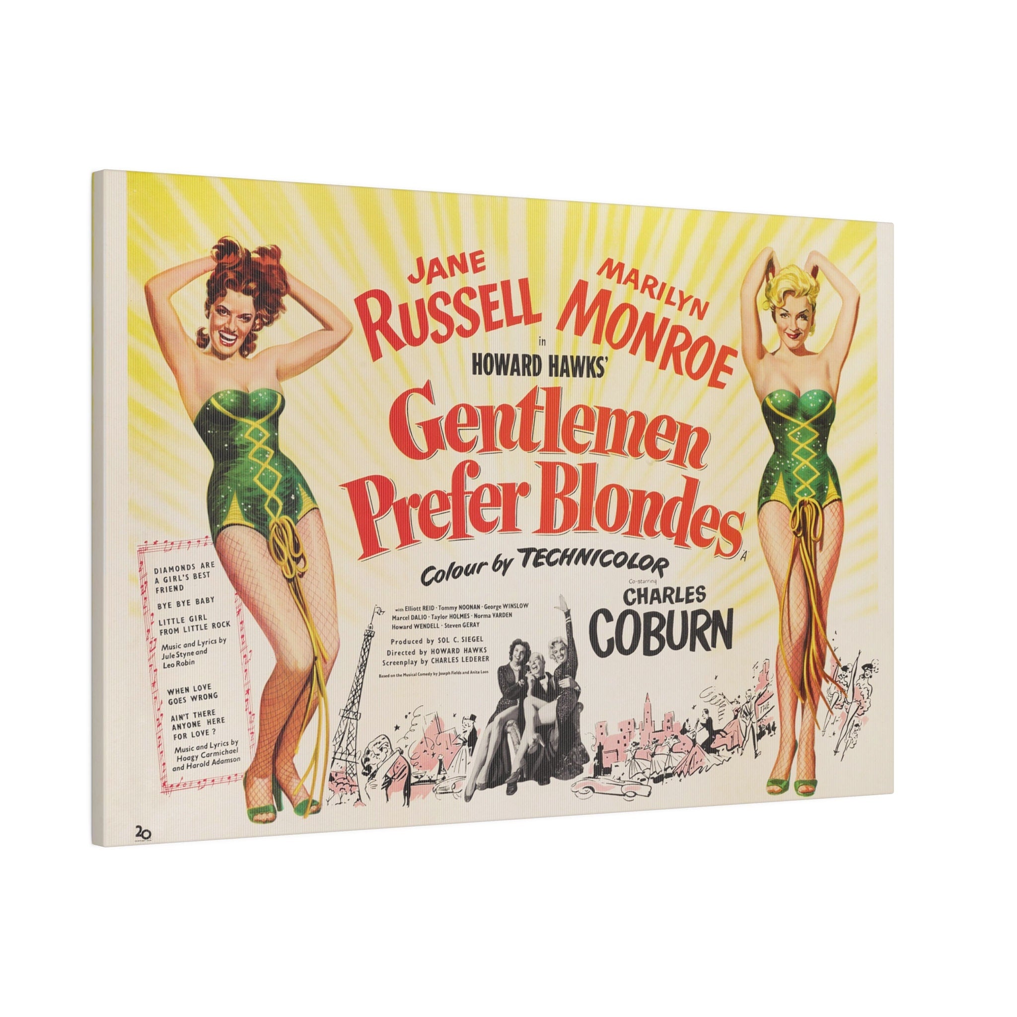 Marilyn Monroe Gentlemen Prefer Blondes Movie Poster Custom Canvas Wall Print