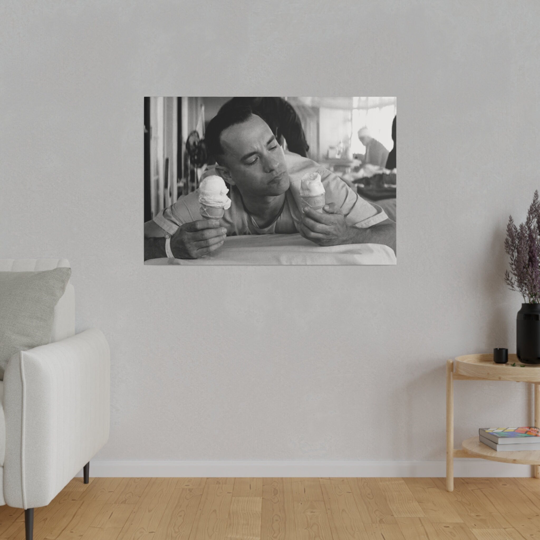 Forrest Gump Ice Cream B/W Custom Canvas Wall Print