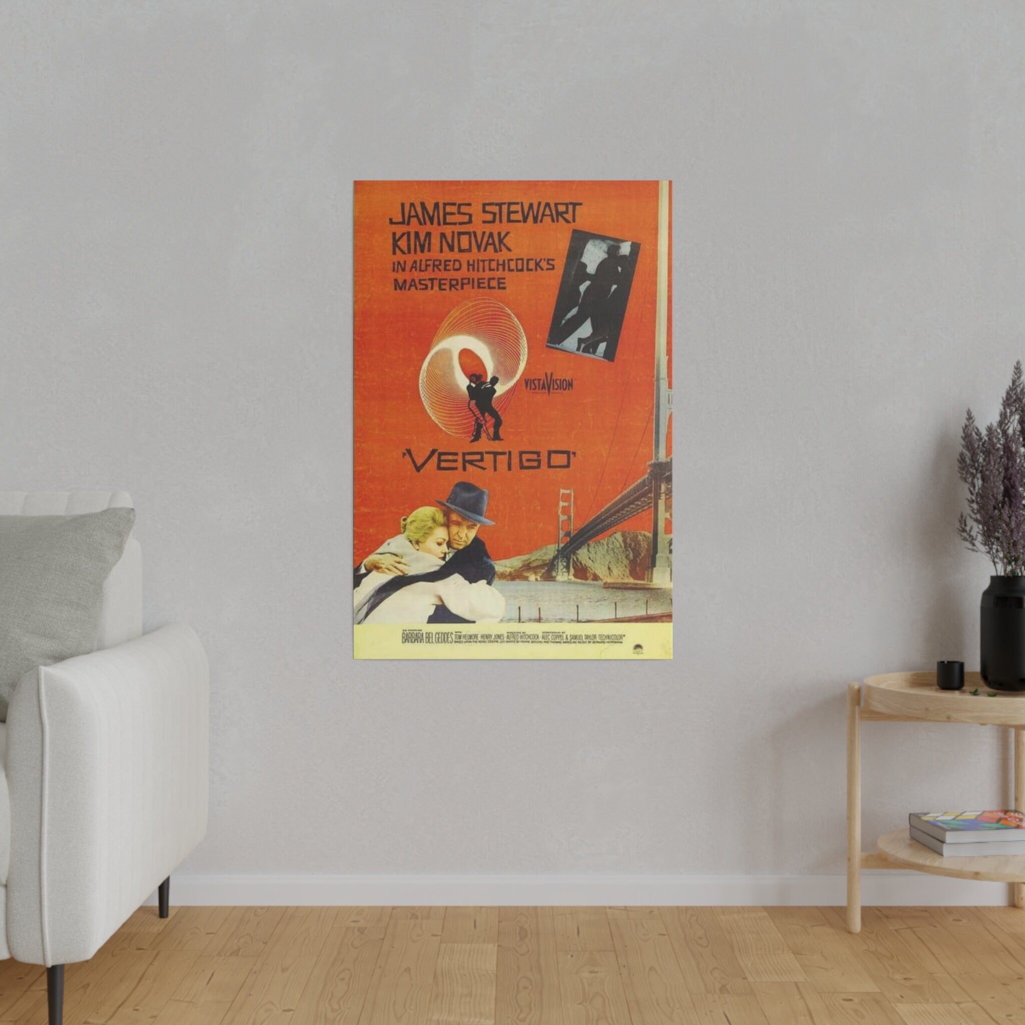 Alfred Hitchcock's Vertigo Vintage Movie Poster Custom Canvas Wall Print